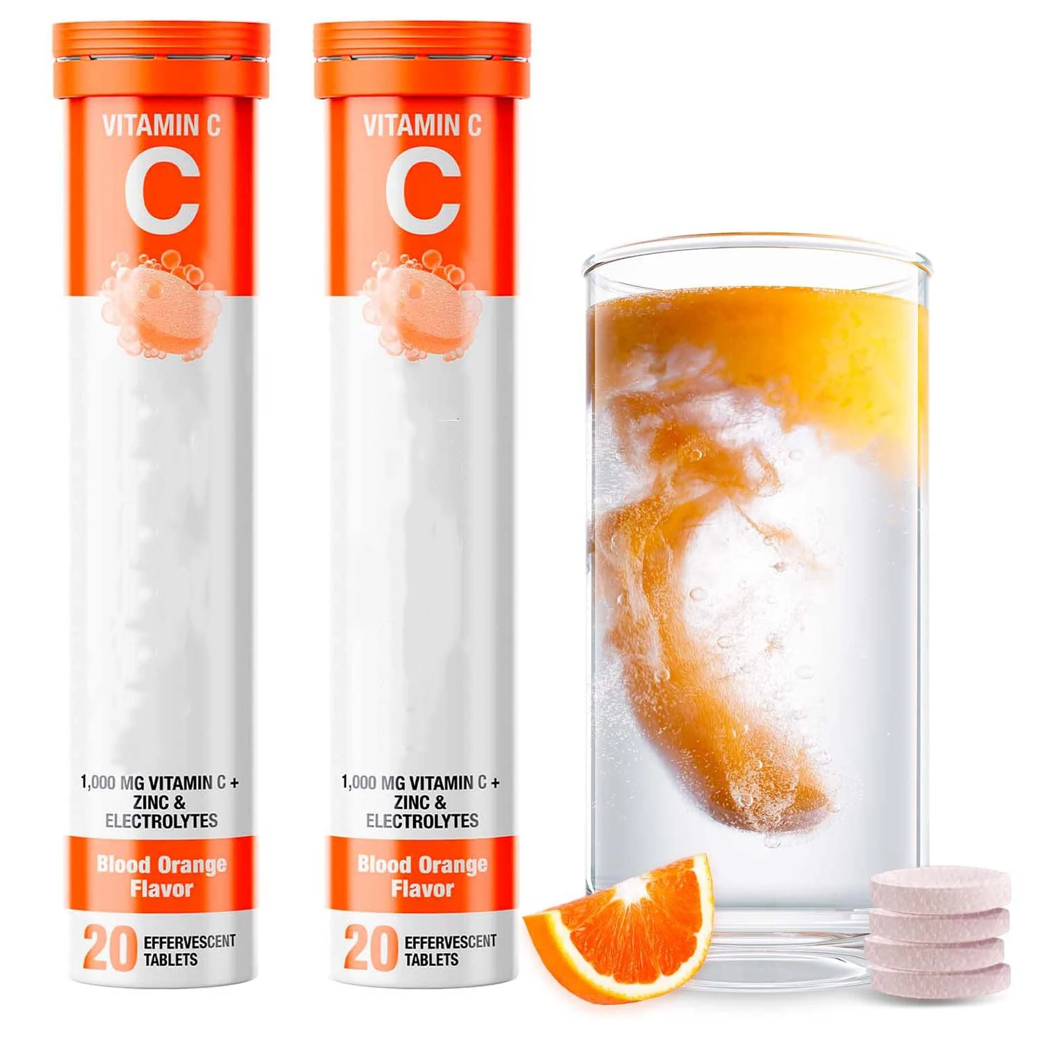 Zinc electrolyte vitamin C 1000mg immune support effervescent vitamin beverage sugar free exercise supplement