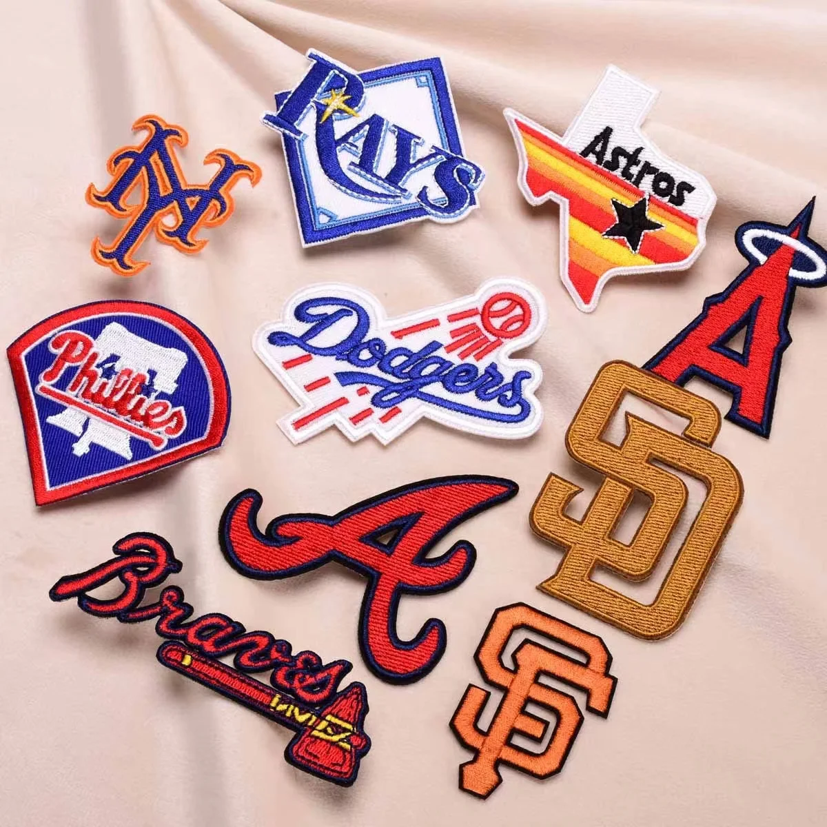 Baseball Team Logo Embroidered Cloth Heat Press Patches Back Adhesive Sports Iron Patch American Baseball Team emblem