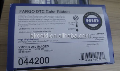 hid Fargo C30, C30e Printer original YMCKO Color Ribbon 44200,