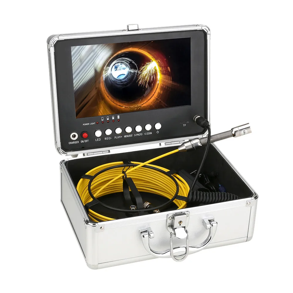 30m pipe sewer inspection camera with 9inch monitor 17mm  AHD 720P endoscope camera system