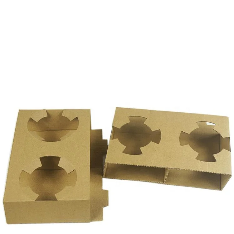 Cup holder kraft 2 4 cups drink carriers disposable flute paper holder take away coffee to go corrugated paper tray