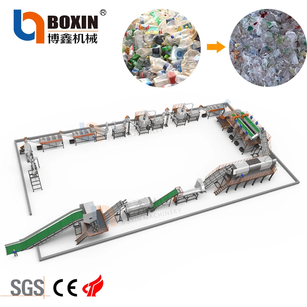 Waste Pp Pe Pet Plastic Bottle Washing Recycling Machine For Polyester Staple Fiber
