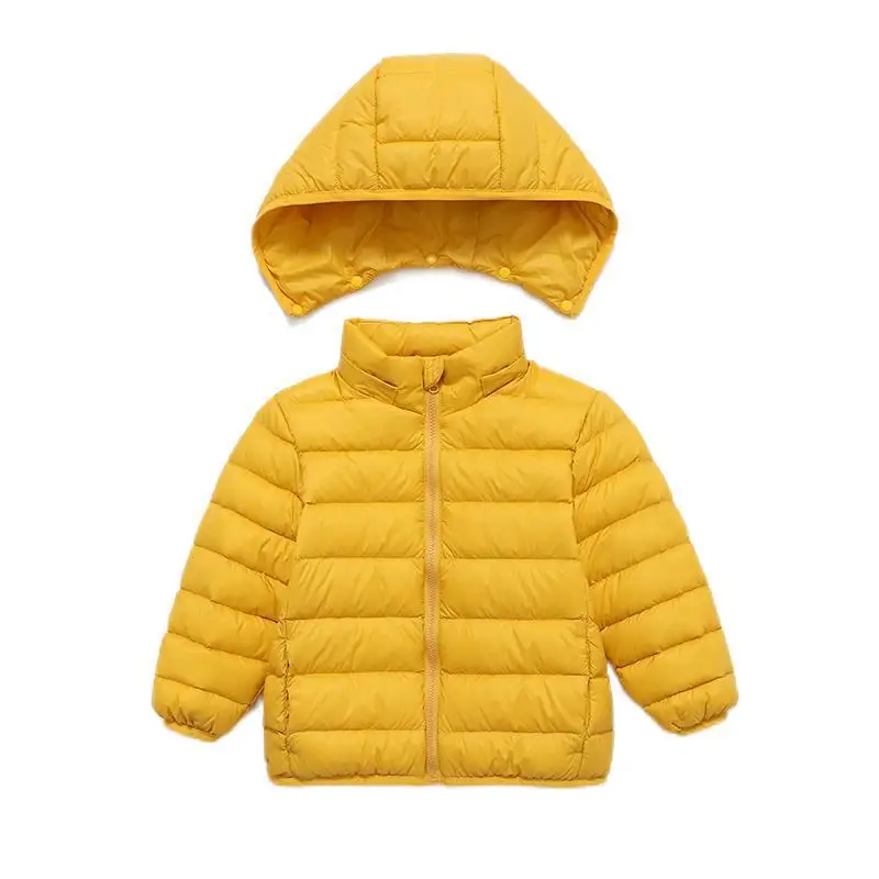 Custom Logo Child Down Coat Ultra Feather Down Hooded Best Quality lightweight Windproof Padded Sport Puffer Jacket For Children