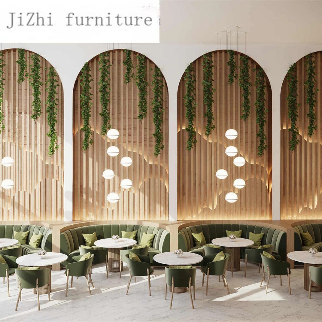 cafe fast food booth seating half round circle dining restaurant sofa table and chairs