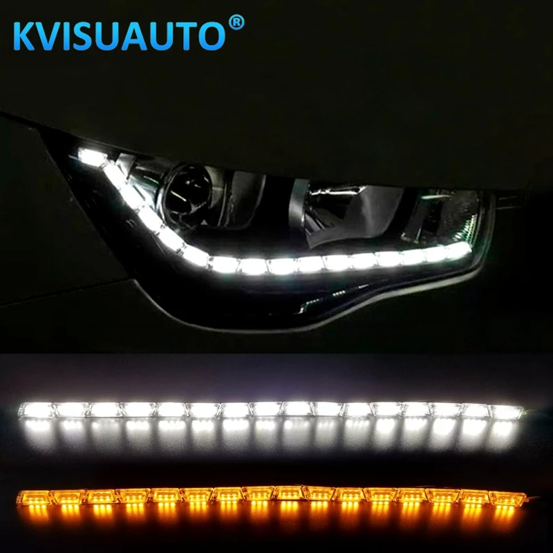 CQL Flexible Crystal Angel Tears LED Strip Light With Turn Signal DRL Daytime Running White With Following Yellow Function
