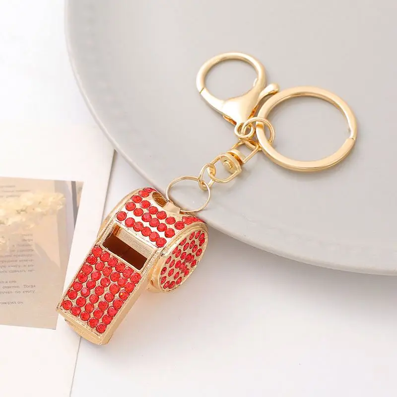 Bling Rhinestone Crystal Whistle Keychain Women self defense KeyChain zinc alloy metal Metal Shining glitter whistle Key chains