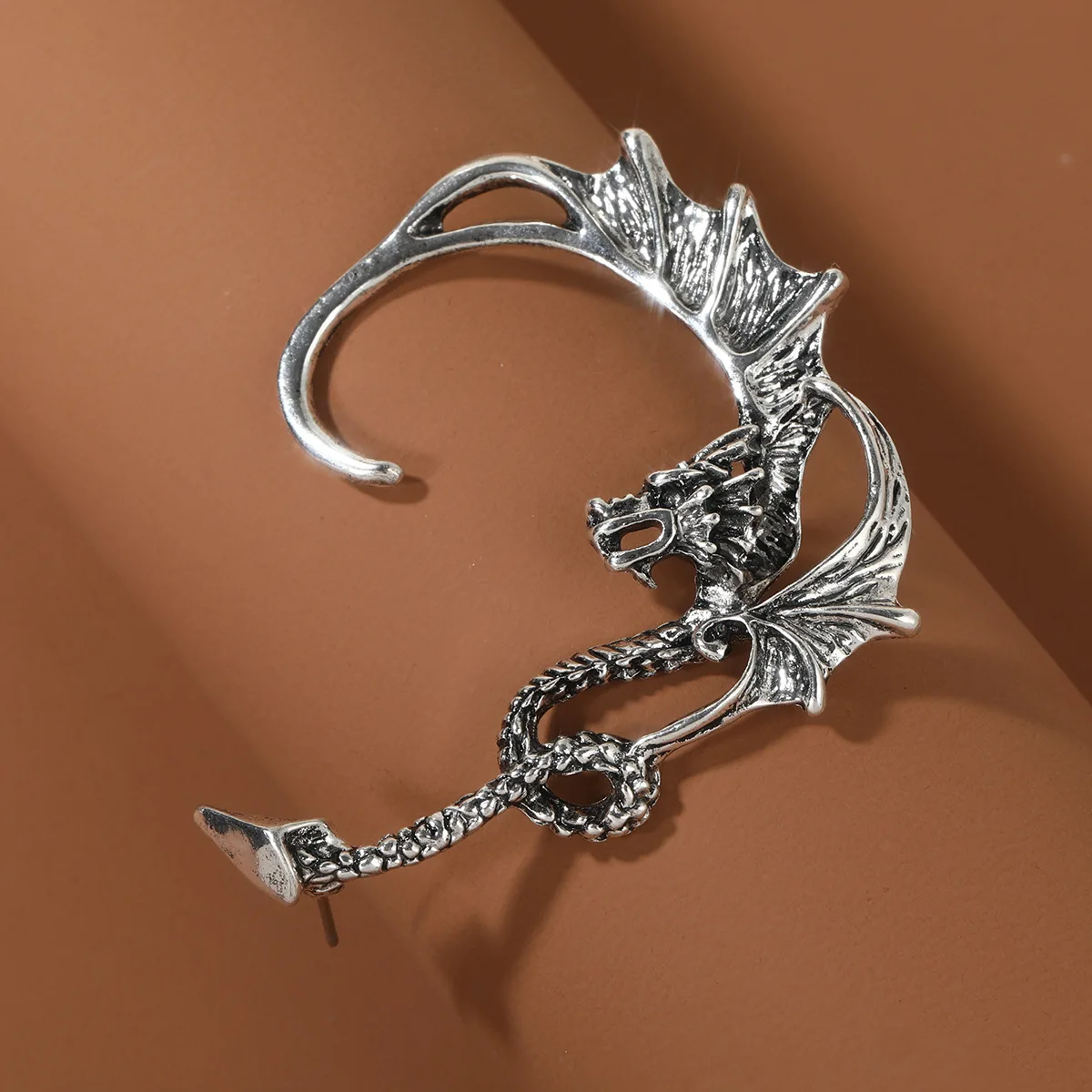 Vintage Cuff Wraps Climber Earrings Non Piercing For Women Snake Flower Heart Silver Ear Clip Wrap