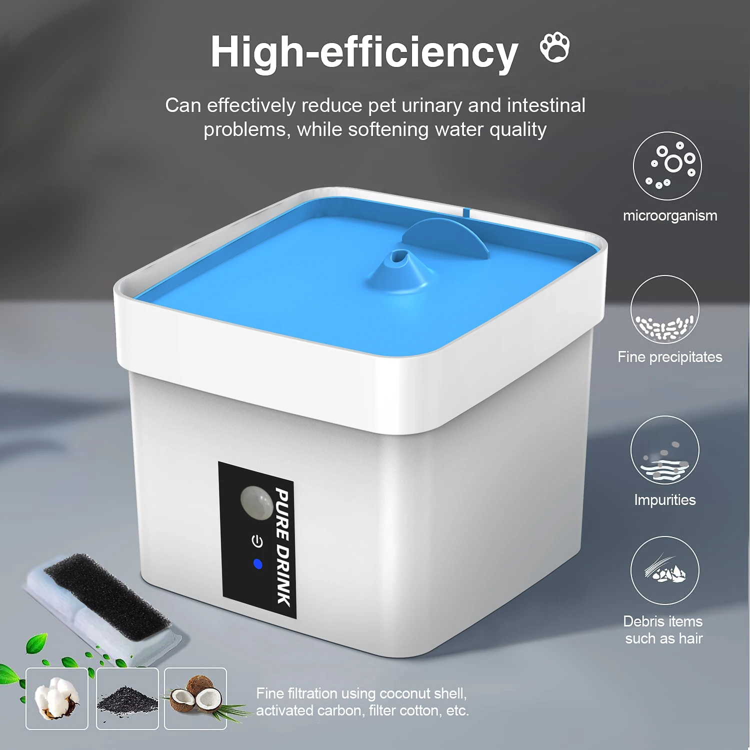 Travel Portable UV Sterilise Pet Water Fountain With Thermal Infrared Sensor Cat