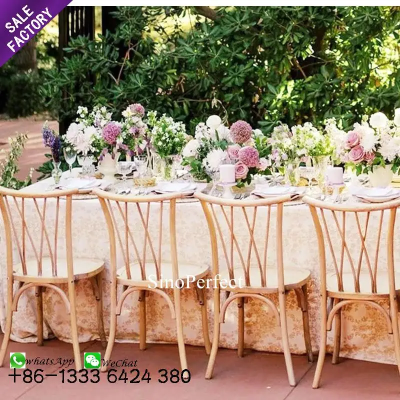 French Style Durable Stacking Event Wedding Banquet Furniture Dining Chairs Nordic Wooden Modern