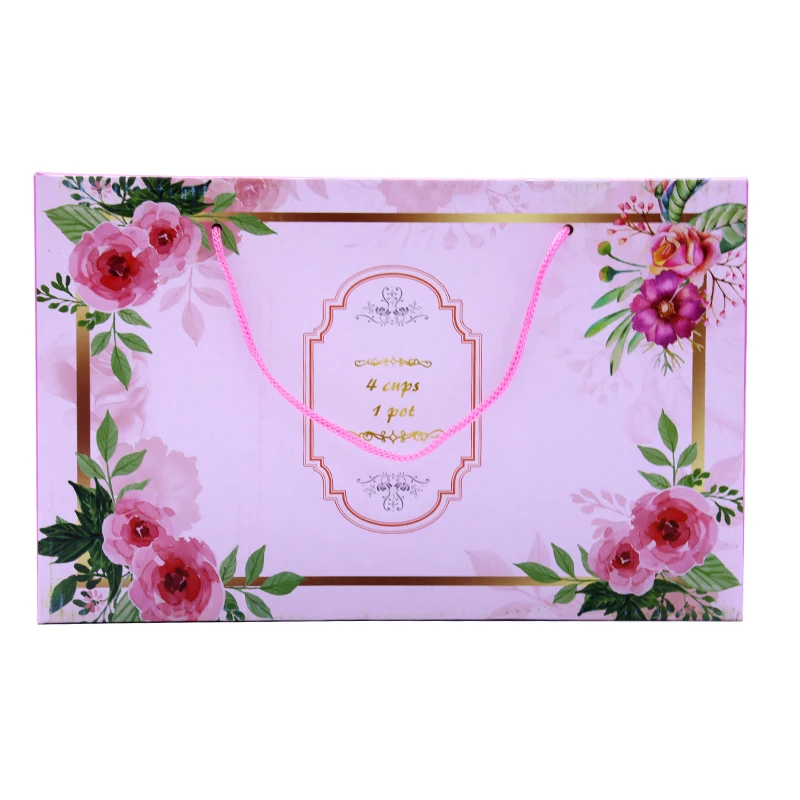 In Stock packing gift box tea pot set porcelain Coffee Luxury Ceramic Tea Pot Set With 4 Cups And Tea Pot