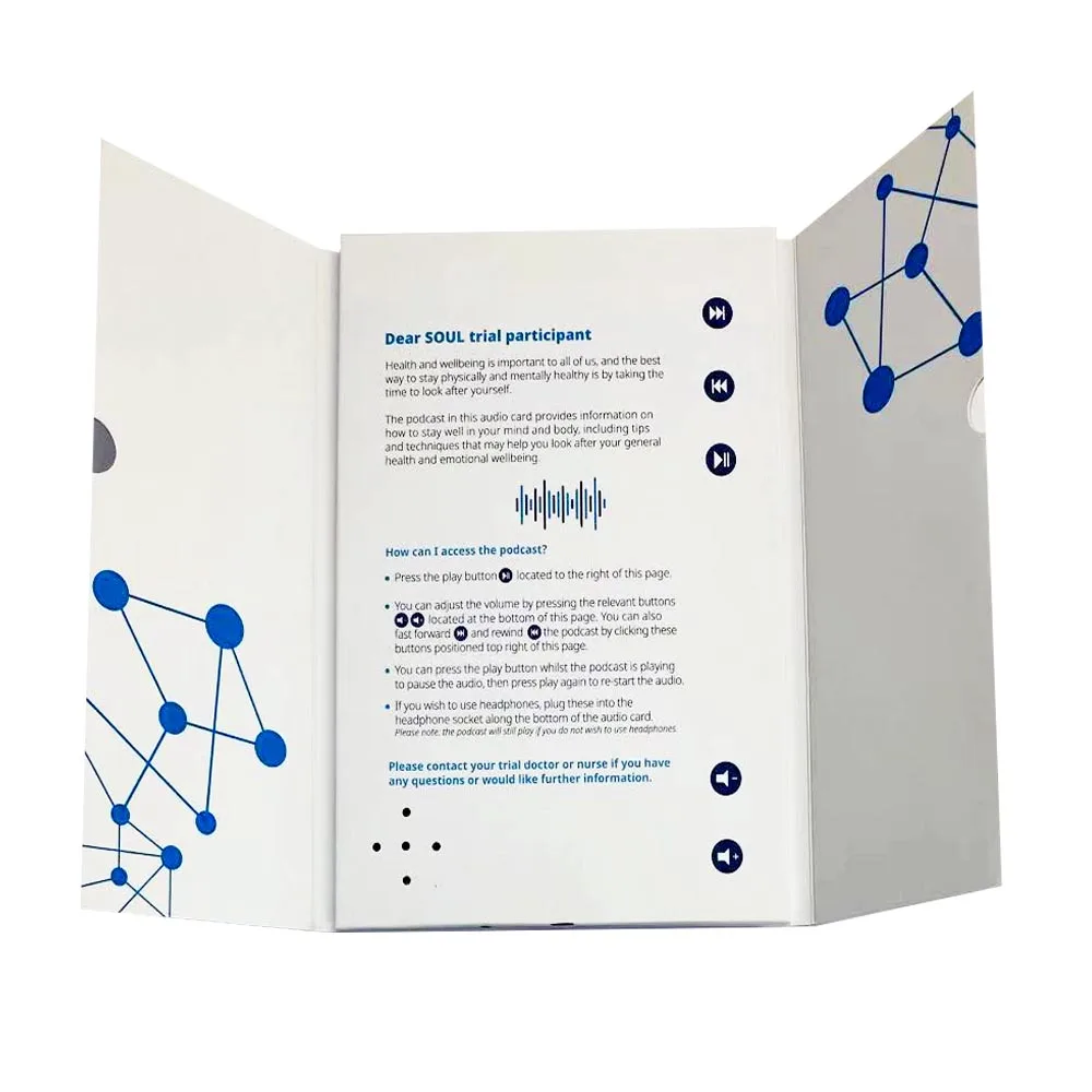 Pre-recorded Audio Book change audio file by USB port audio invitation card sound book with different chapter button