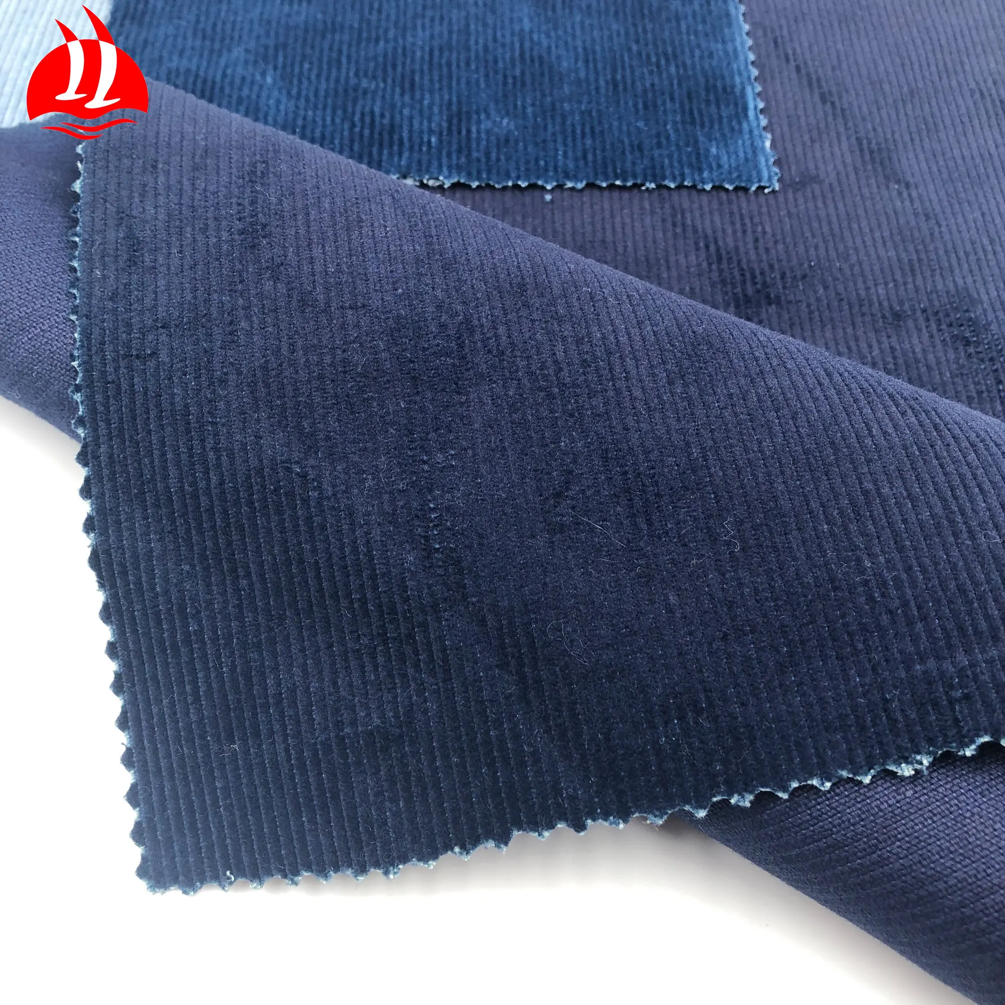 
100% cotton high quality fine 14 wales indigo solid dyed corduroy fabric 