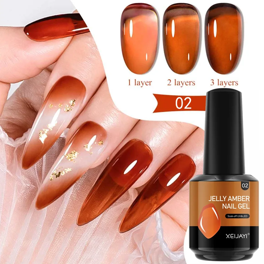 Amber Gel Nail Polish Brown Crystal Translucent Dull Color Nail Art Gel Semi Permanent UV Gel Polish Varnish