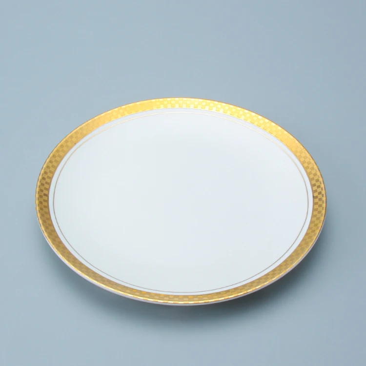 Popular Wholesale Ceramic Tableware Charger Plates Set, Porcelain Gold Wedding Dinnerware Dinner Dishes Plates Charger Sets