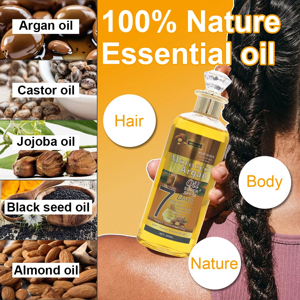 100% Nature Essential oil Cold Pressed Carrier Oil Moisturizing Fades Dark spots Face Skin Hair Growth Organic argan oil morocco