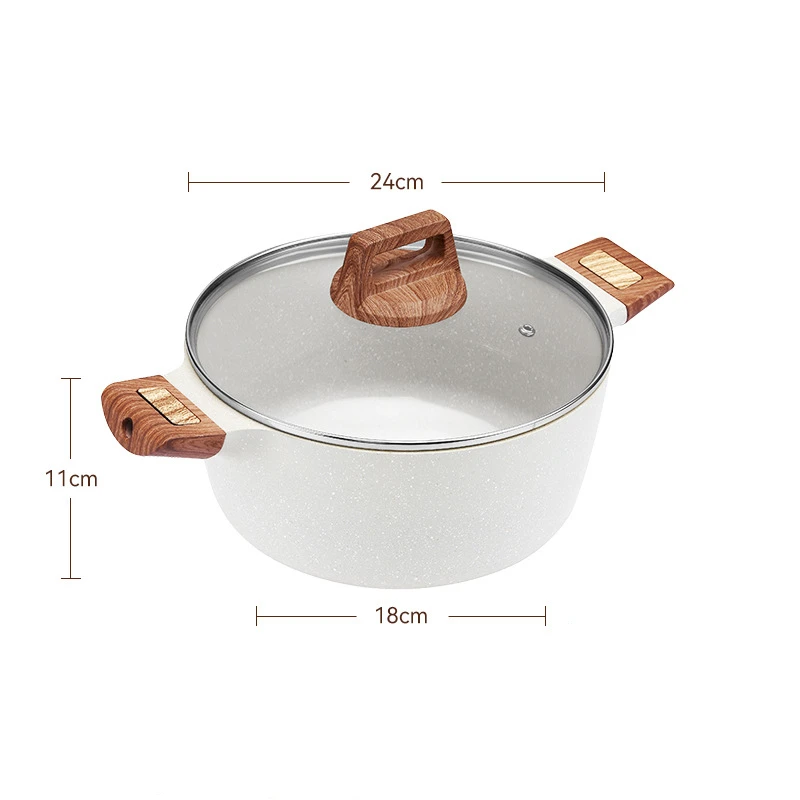 Nonstick Stock Pot Granite Cooking Pot casserole  with Wood grain Bakelite Handle