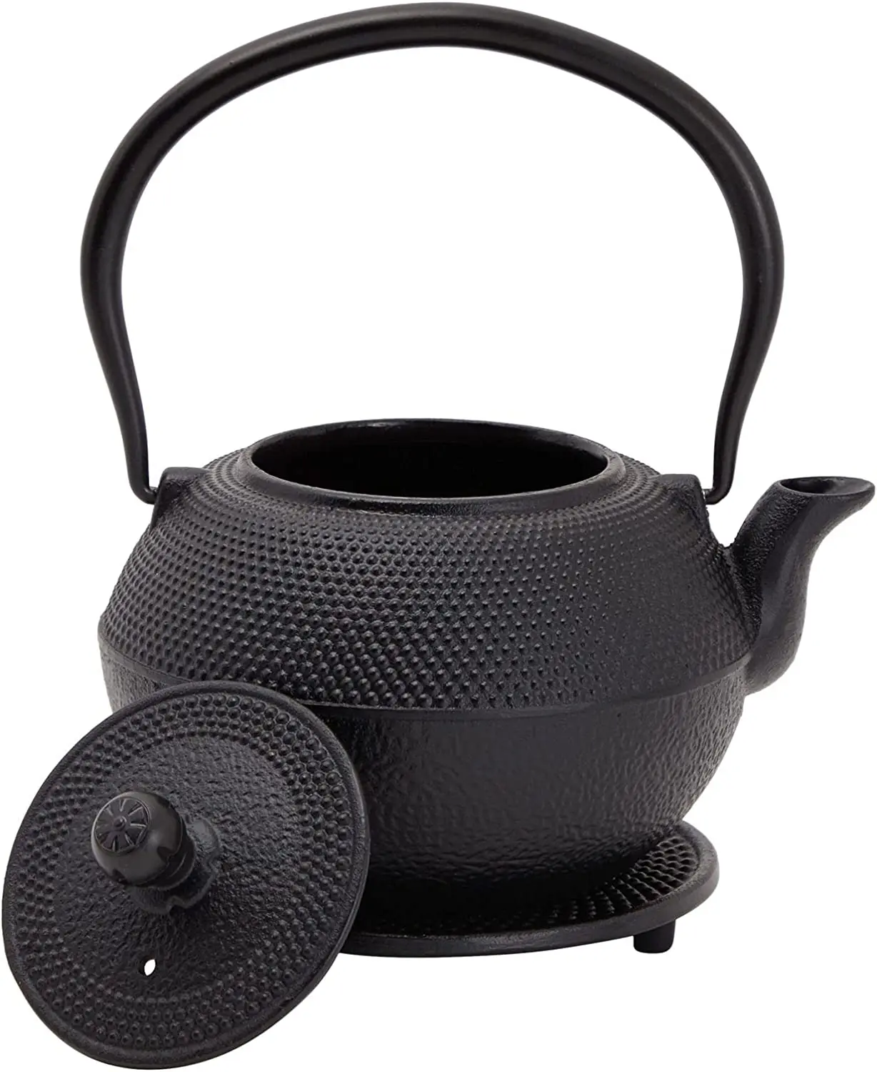 20oz Japanese Tetsubin Cast Iron Teapot Tea Kettle pot with Stainless Steel Infuser for Stovetop Safe Coated with Enameled