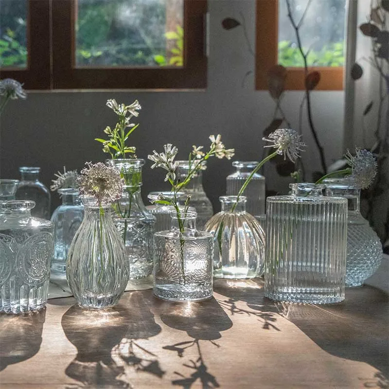 JAYWOOD  Glass Vase Crystal Candle Holder Candleholder For Decorating Dry Fresh Flowers Table Flowerspot