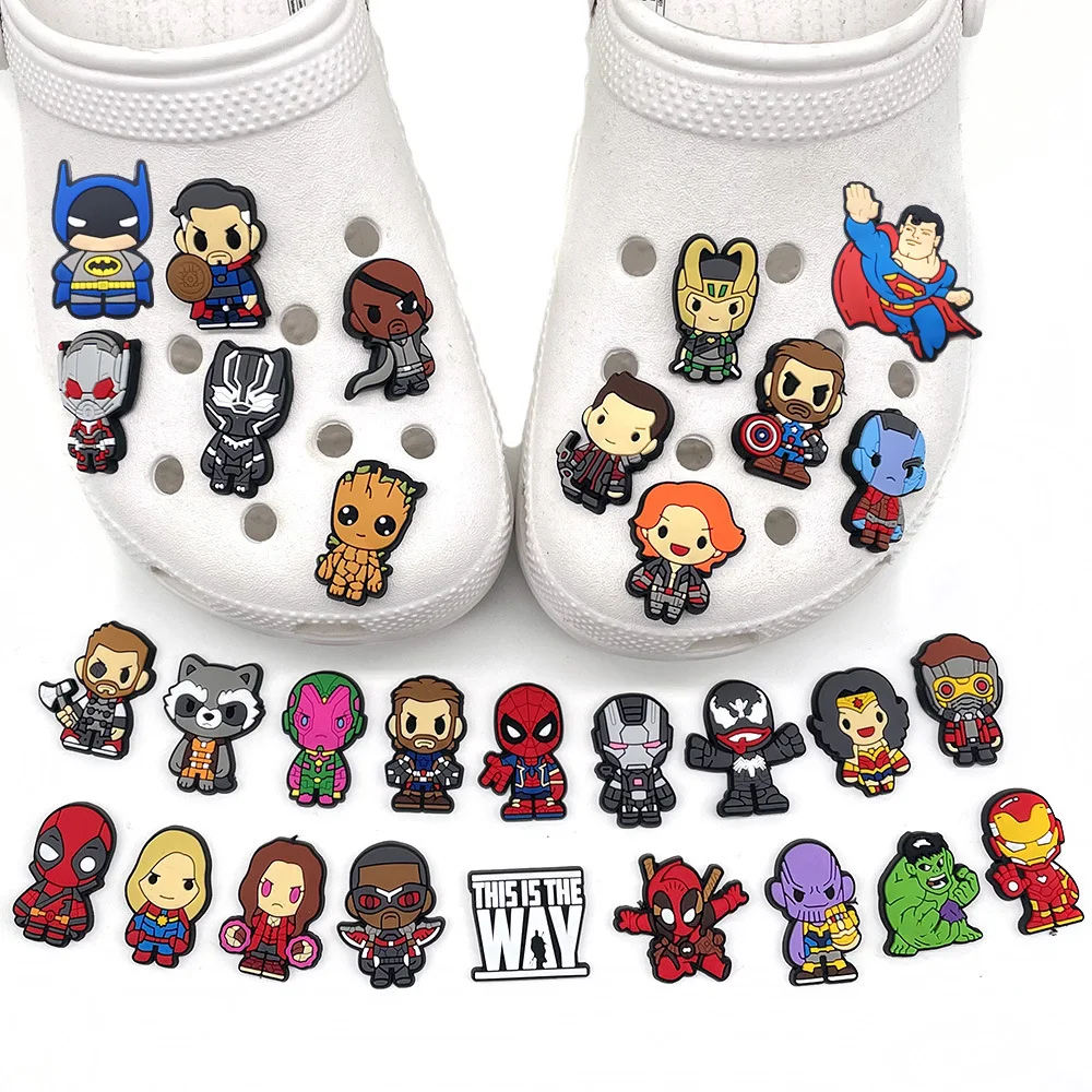 Wholesale Marvel Superhero Shoe Charms Spider Man Shoe Charms Custom Marvel Charms Fits Sandals Bracelets Gift for Boys Girls