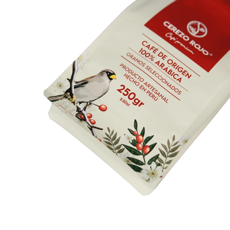 Eco Friendly Personal Design Logo Recyclable 250g 350g 500g 1000g Custom Color Eight-Sided Sealed Coffee Bag Package