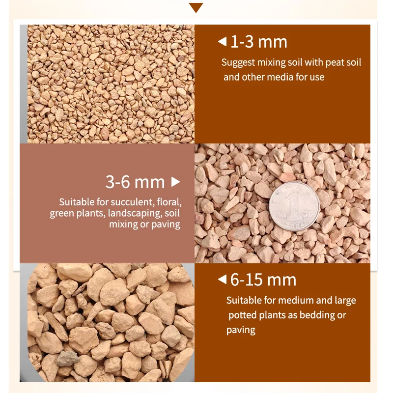 Diatomite granule horticultural cultivation matrix flower pavement 1-3-6 various specifications