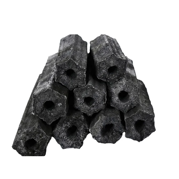 high quality machine-made Briquette hard wood black charcoal sawdust bbq charcoal hexagonal