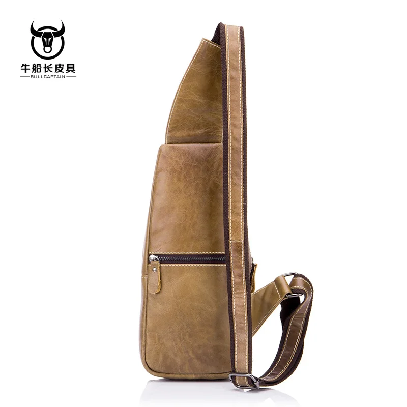 Messenger Bag For Men Leather Shoulder Bag Backpack with Headphone Hole Outdoor Chest Bag for Phone