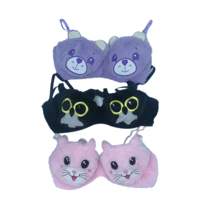 Sexy Women Lingerie Hot Girl Fur Bar Panties Plush Cute Black Animal Underwear Set