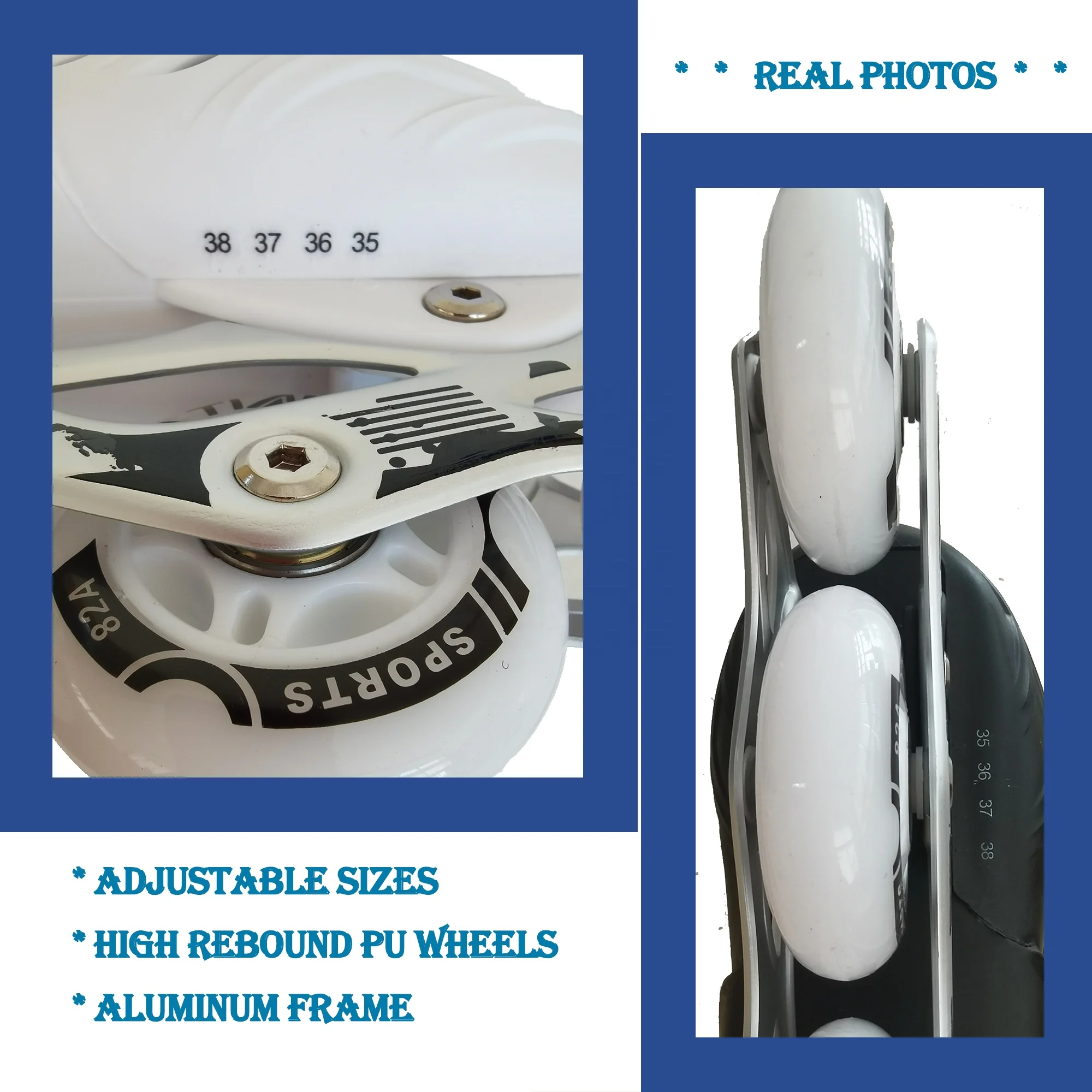 Adult Inline Skates Professional Adjustable Size PP Shell Roller Skates Shoes with 4 wheels Outdoor Flashing Skating