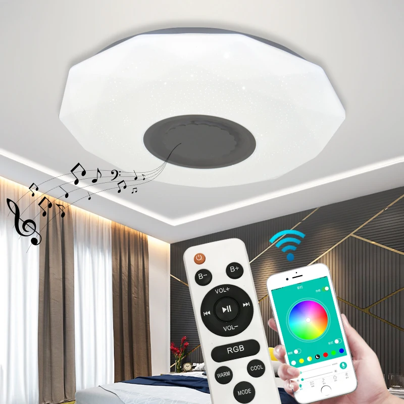 Smart Wifi Voice App Control Music Acrylic Lights Dimmable Bedroom Living Room Led Modern Ceiling Lamp