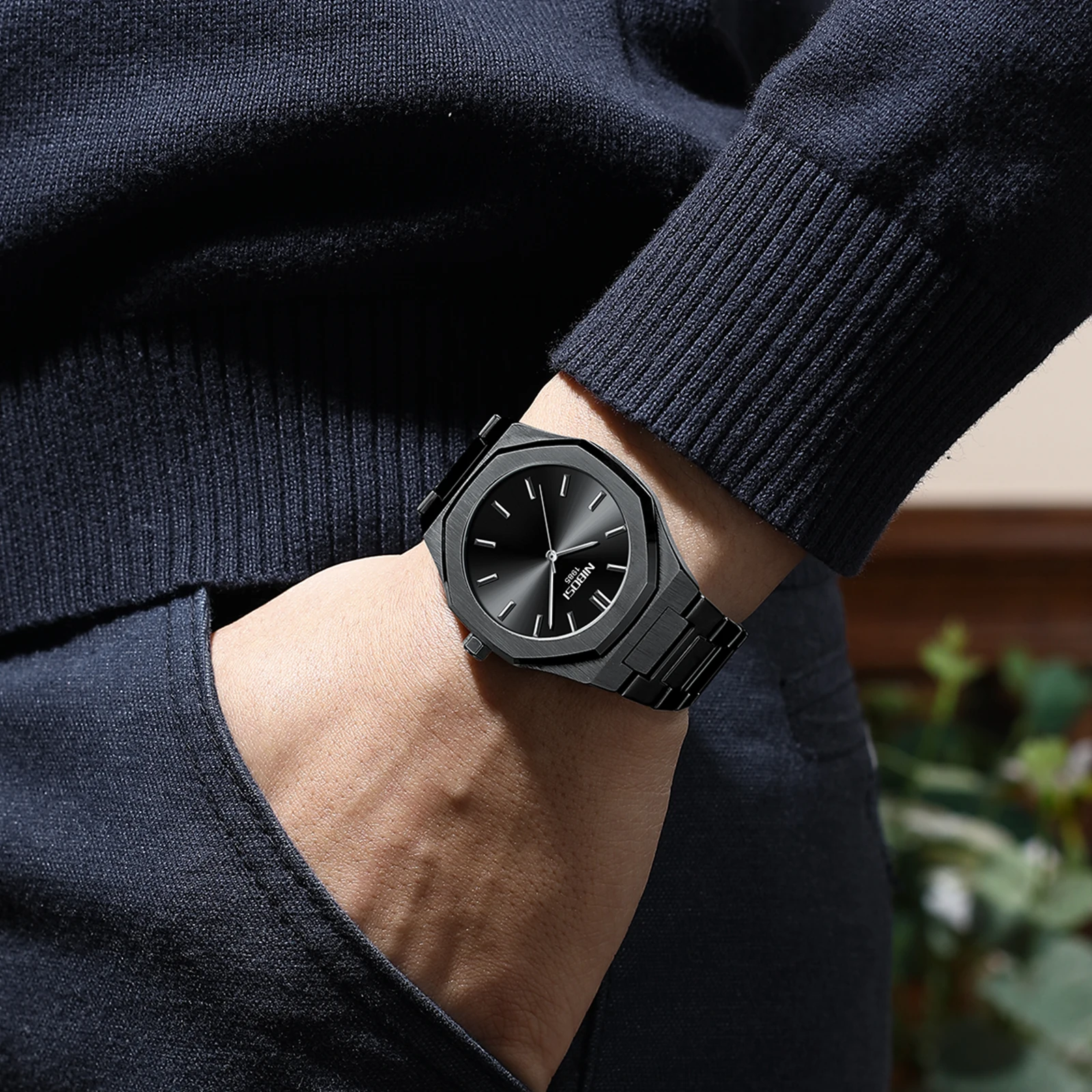 NIBOSI 2520 Reloj задняя часть из нержавеющей стали Япония Movt официальные часы с хронографом для мужчин