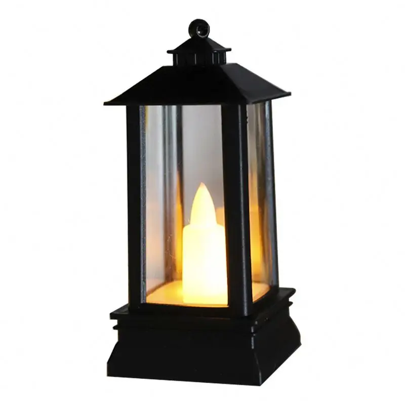 Super Hot Retro Christmas Ornaments, Warm White Led Long Taper Candle Mini Wind Lantern