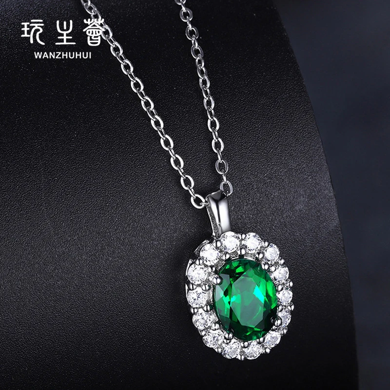 Cheap price zircon stud earrings emerald pendant necklace jewelry sets for women
