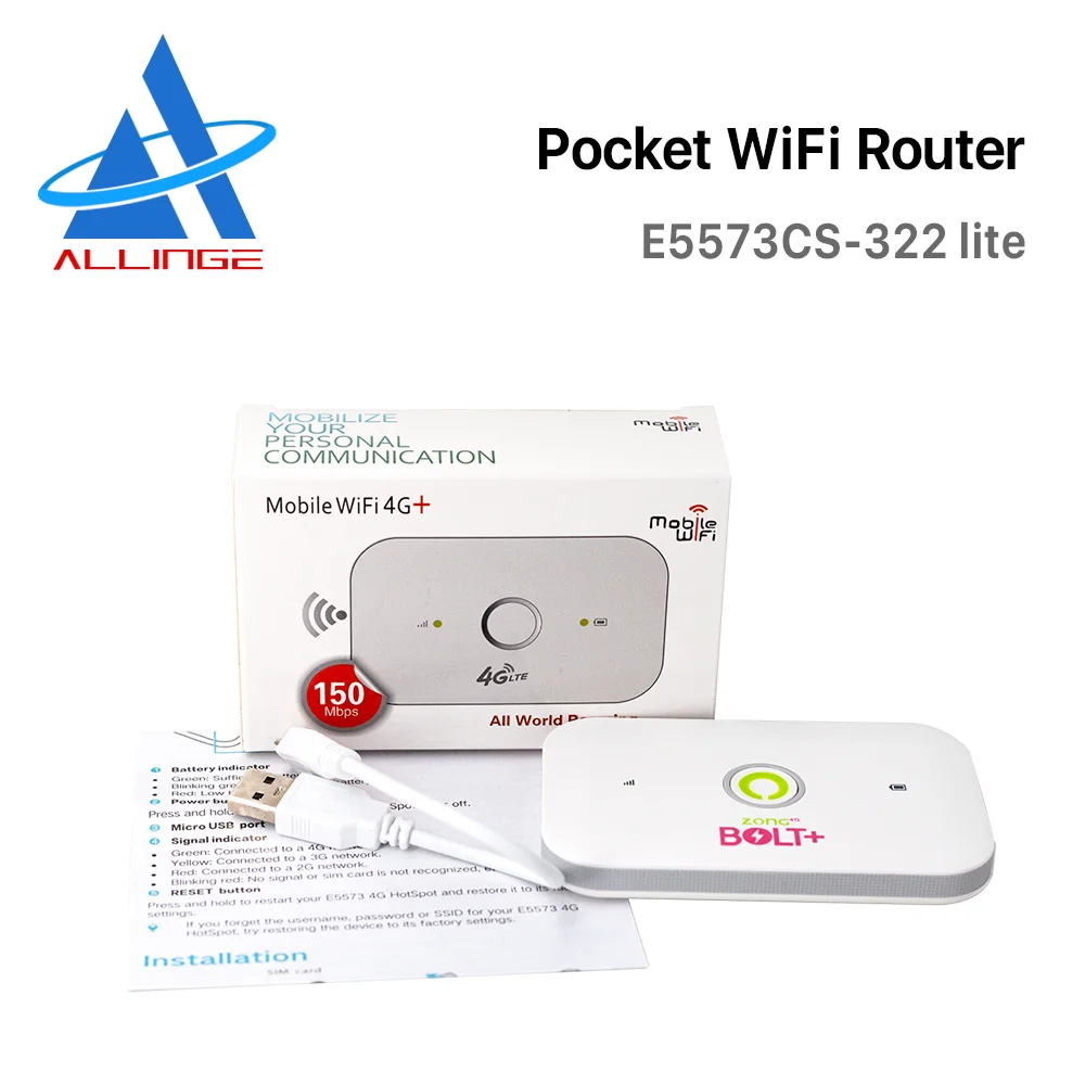 
Lyngou LG1761 E5573Cs-322 Lite E5573 WiFi Rate 150Mbps Mini White Green Battery Router 4G SIM 