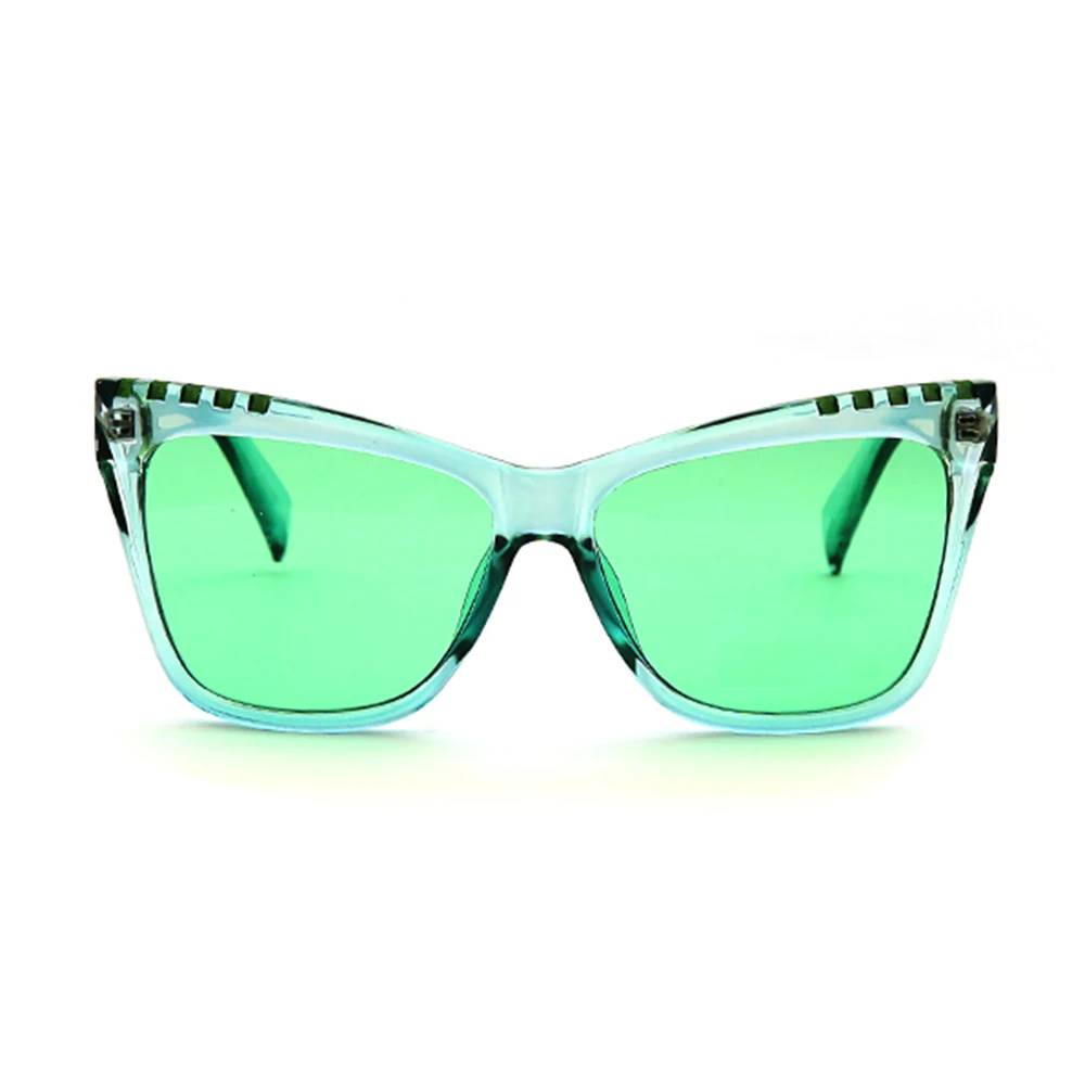 HSP20726F001 Modern special tinted cat eye yellow green sun glasses women