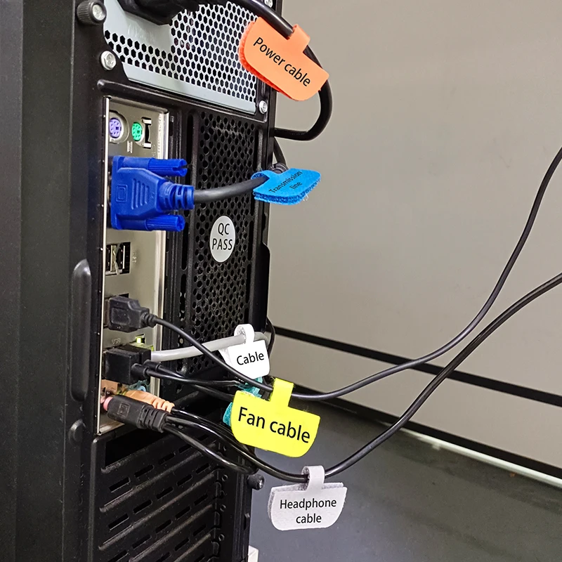 Factory Outlet Hook and Loop Cable Labels Write on Cord Labels Cable Management and Identification Wire Tags