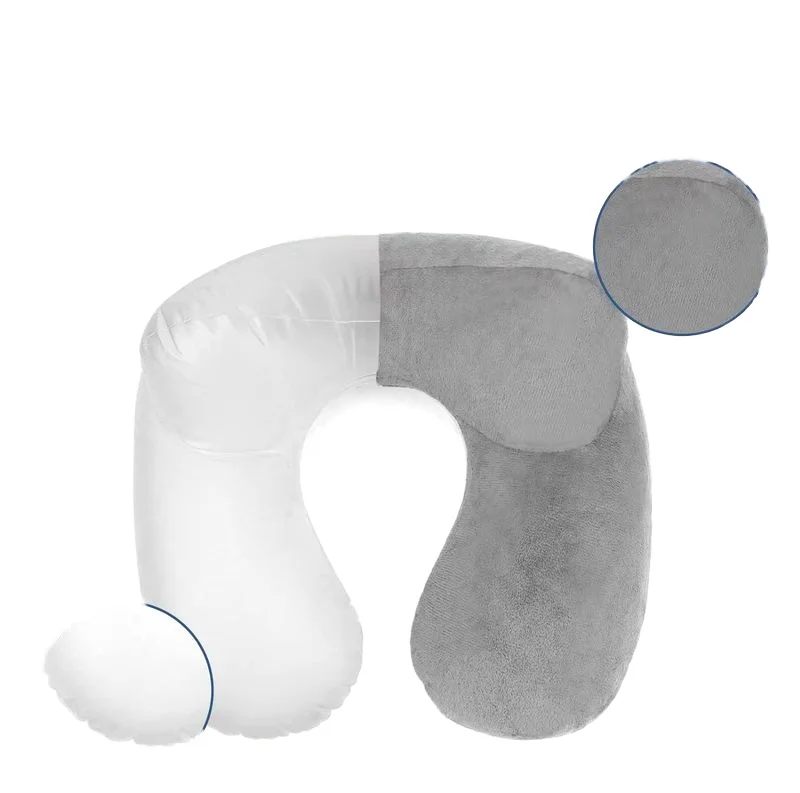 Portable U-Shaped Inflatable Travel Pillow with Pump PVC Filling for Airplane Train Car or Office Use