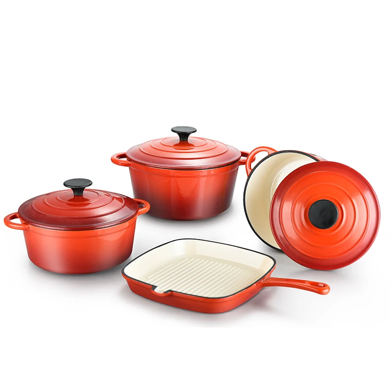 Hot Sale Quality Enamel Cast Iron Cookware Set Non Stick Cooking Pots Cast Iron Enamel Pots