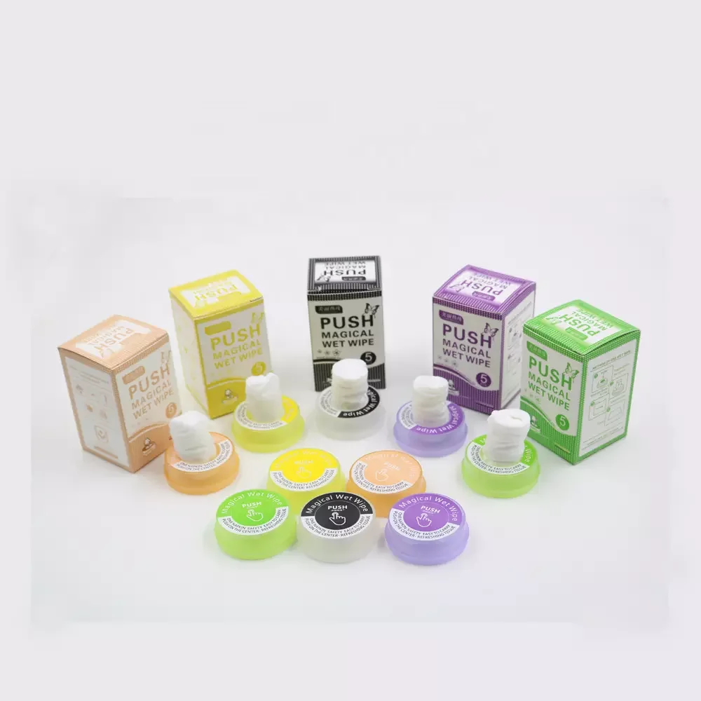 Portable Press wet wipes Disposable Magic Push Clean Compressed Wipes