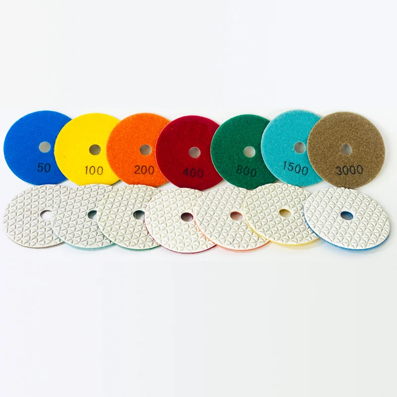 4inch 100mm Flex Polishing Pads for Granite Marble Quartz Stone Concrete Natural Black Yellow Green White Diamond Blue Dark OEM