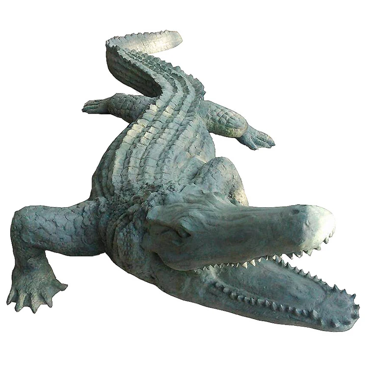 Outdoor Decor Bronze Crocodile Sculpture Bronze Alligator Statue