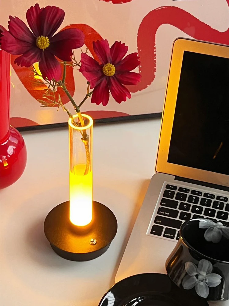 Modern luxury rechargeable table lamp creative cultured flowers home decor led desk lamp living room bedroom