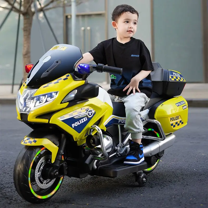 wholesale plastic 2 wheel safety belt big ride on toys police motorcycle motor scooter electric kids motorbike for sale