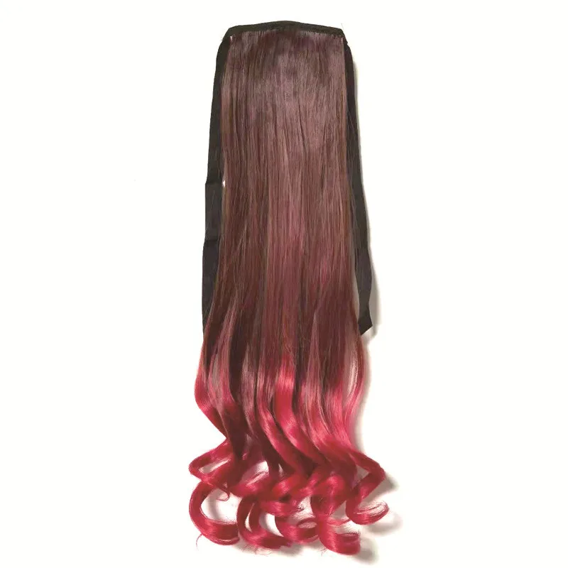 Оптовая продажа, парик для конского хвоста, грушевидный цветок, вьющиеся волосы, плетеные синтетические волосы, крупные волны, окрашенные, для конского хвоста, вьющиеся волосы