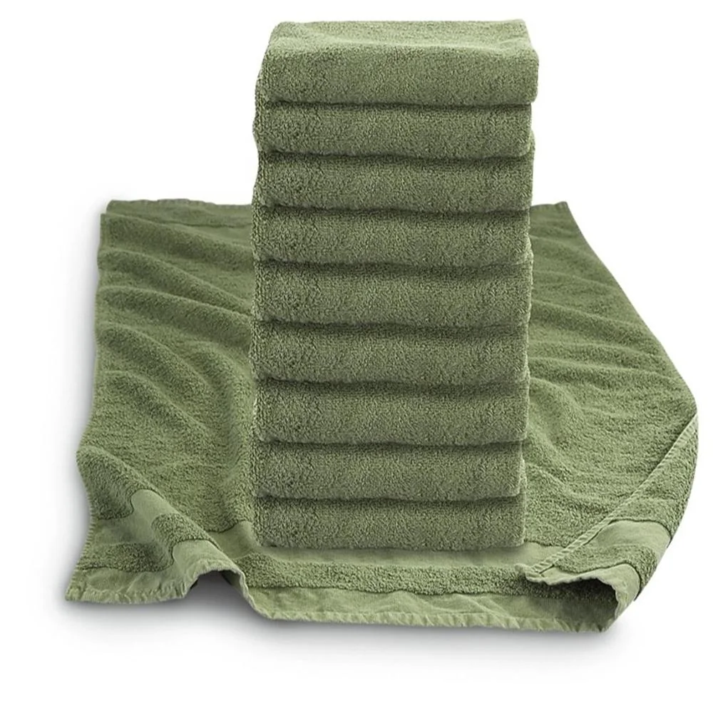 100% Cotton Towel Set of Cotton Hotel Bath Towel Set White Luxury Green Towel