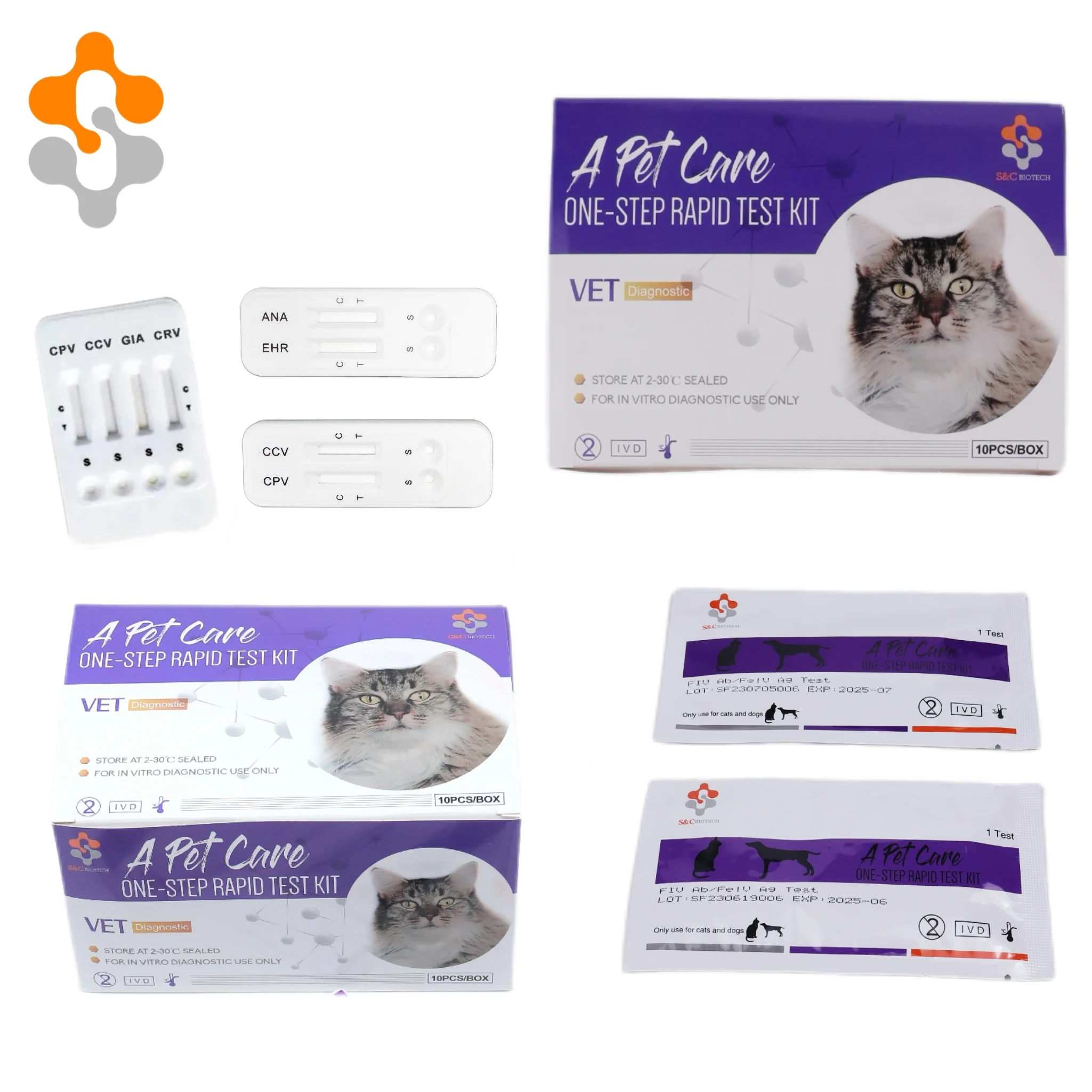One Step Medical Diagnostic Equipment Feline Mycoplasma haemofilis  Animal Cat Pet Health Laboratory  Rapid Test Kits