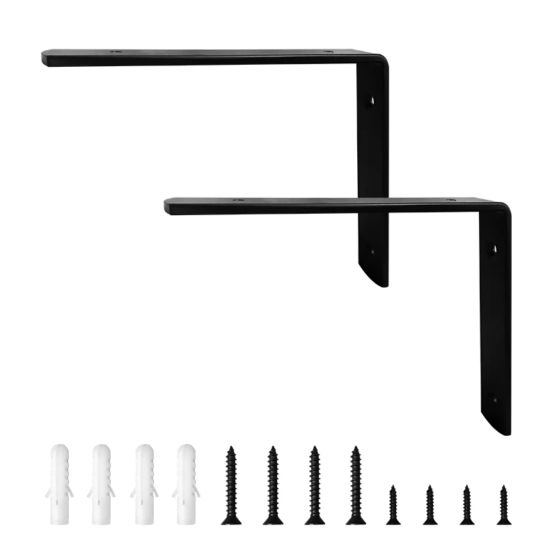 4 Pack Shelf Brackets Heavy Duty Industrial Forged Steel Iron Rustic Floating Shelf Brackets Lumber Boards Angle Wall Brackets