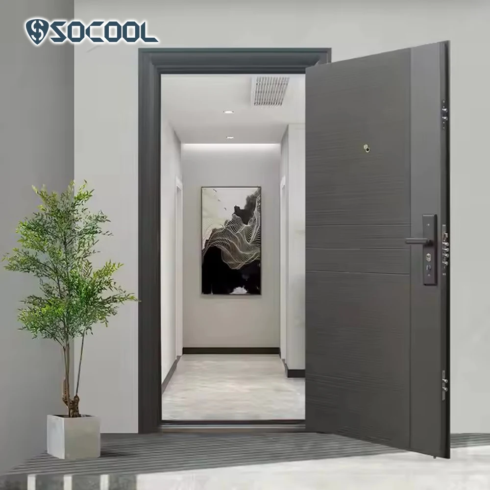 Socool современный стиль внешняя безопасность металлическая Антивор сталь с умным замком защитные двери