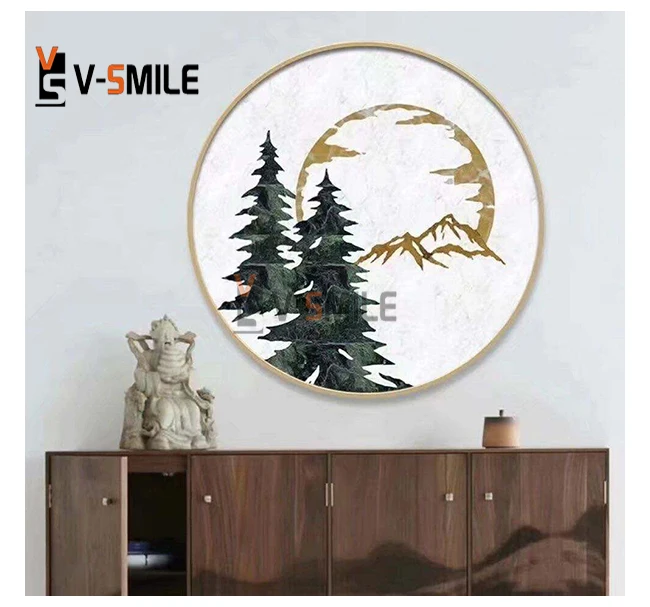 luxury flower design Waterjet Round marble tile Floor Medallion for sale