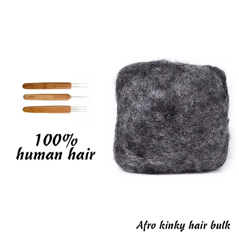 salt and pepper natural black mix gray Afro Kinkys Bulk 100% Human Virgin Hair Extension Dreadlocks Crochet Dreadlocks wholesale